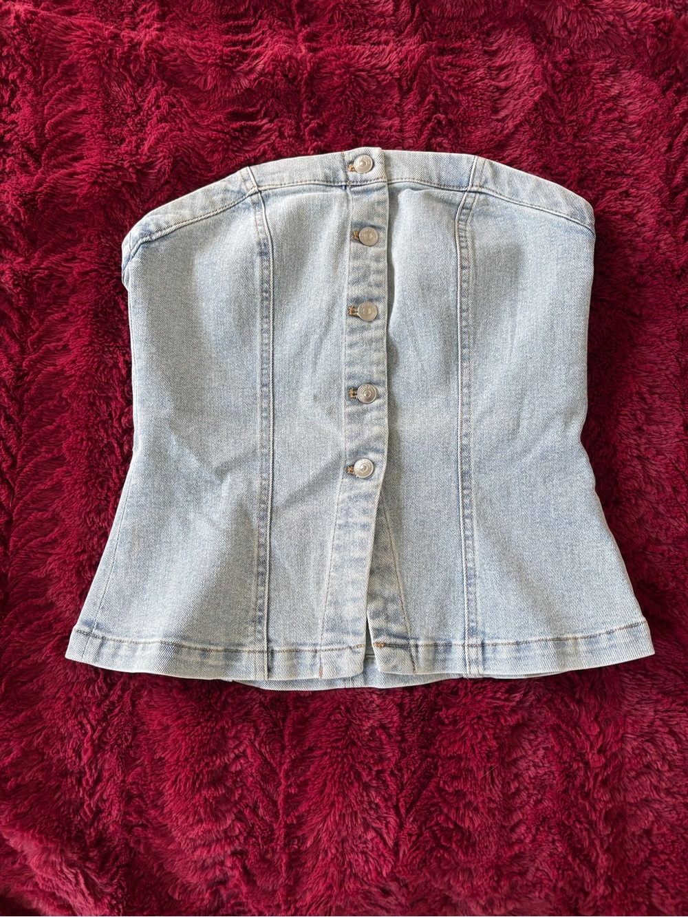 H&M Divided Light Wash Denim Strapless Bustier Top - Blue